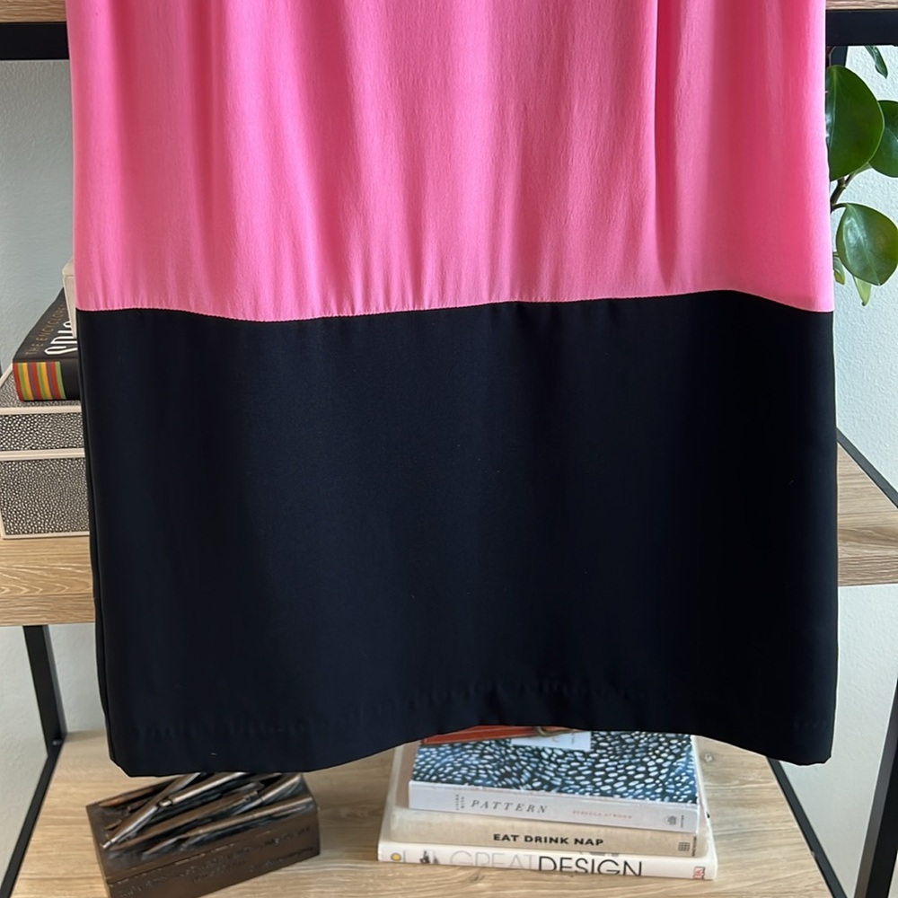 Banana Republic Silk Blend Colorblock Short Sleeve A-Line Knee Length Dress, 4 - Picture 3 of 6
